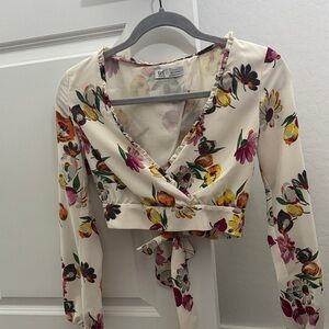 Zara Floral Wrap Crop Top - Cream